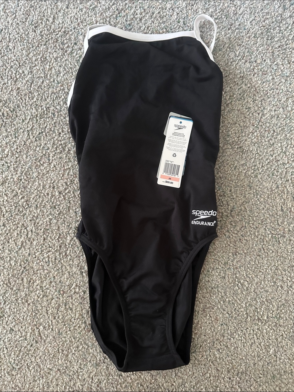 Speedo Black women’s' One-Piece Endurance+ Swimsuit with White Trim
